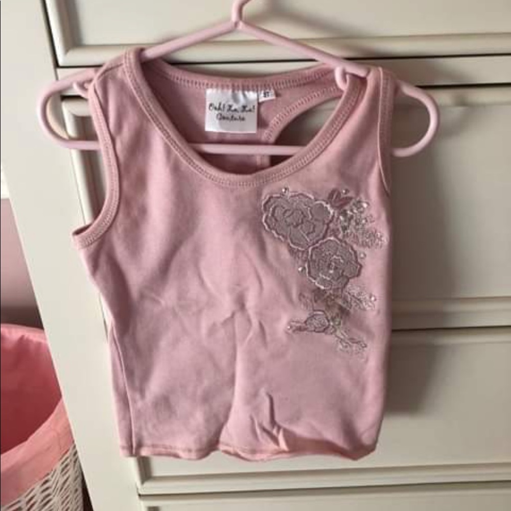 Denim tutu skirt and pink top